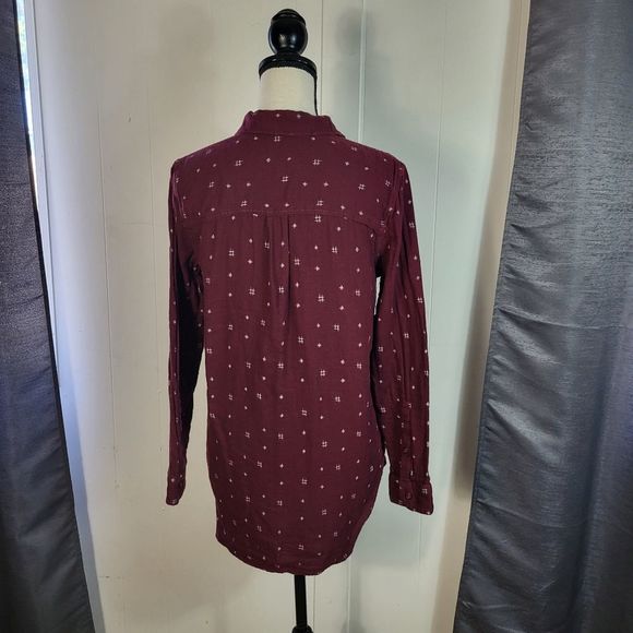 MADEWELL Burgundy Cream Classic Ex Boyfriend Shirt In Ikat Size Small - Picture 5 of 5